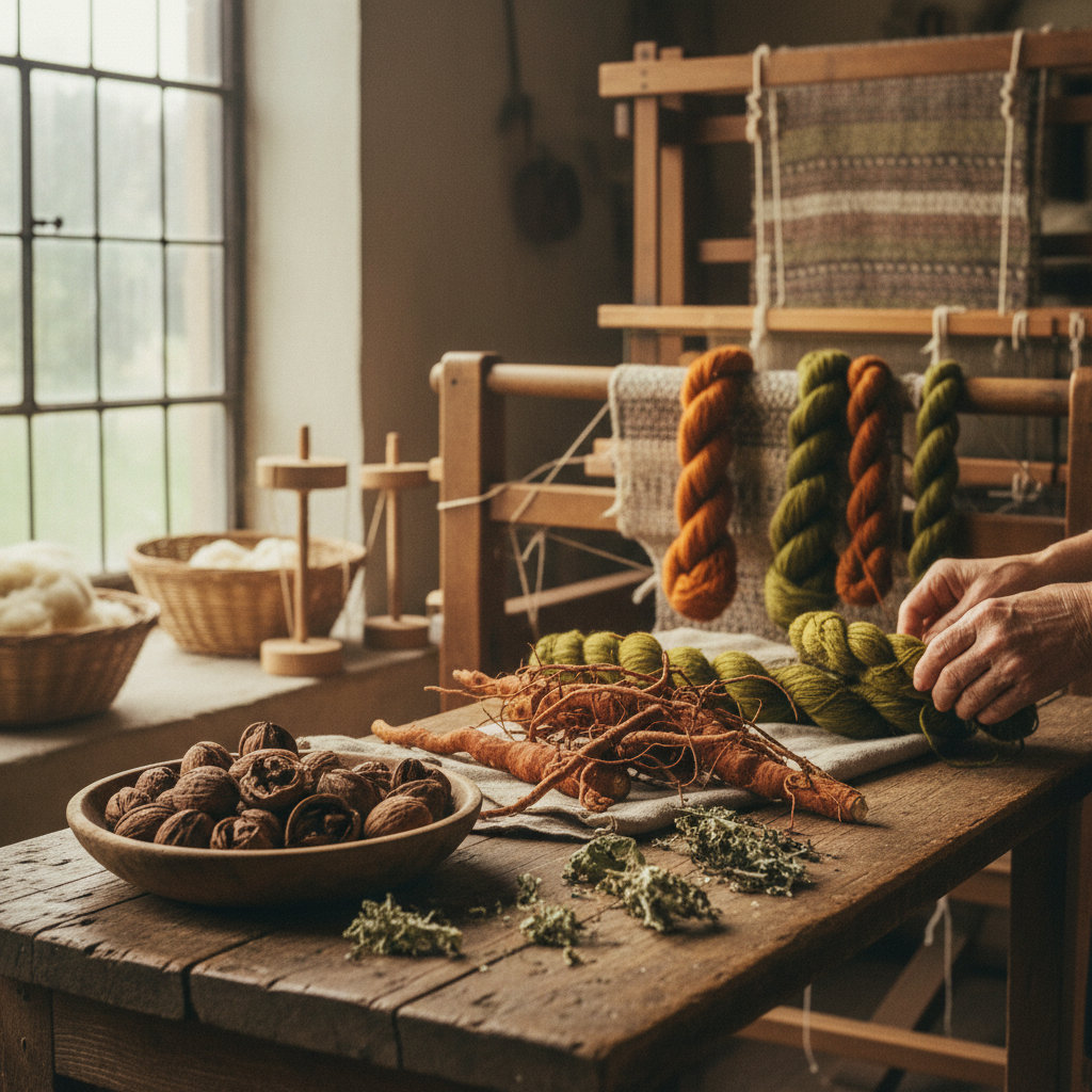Natural Wool Dyes: Walnut Husks, Madder Roots, and Foraged Lichens