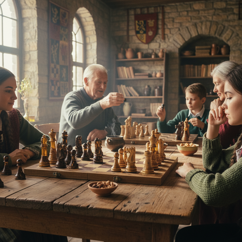 Carved Wooden Chess Sets: Kings Glued with Bone Glue and Handed Down