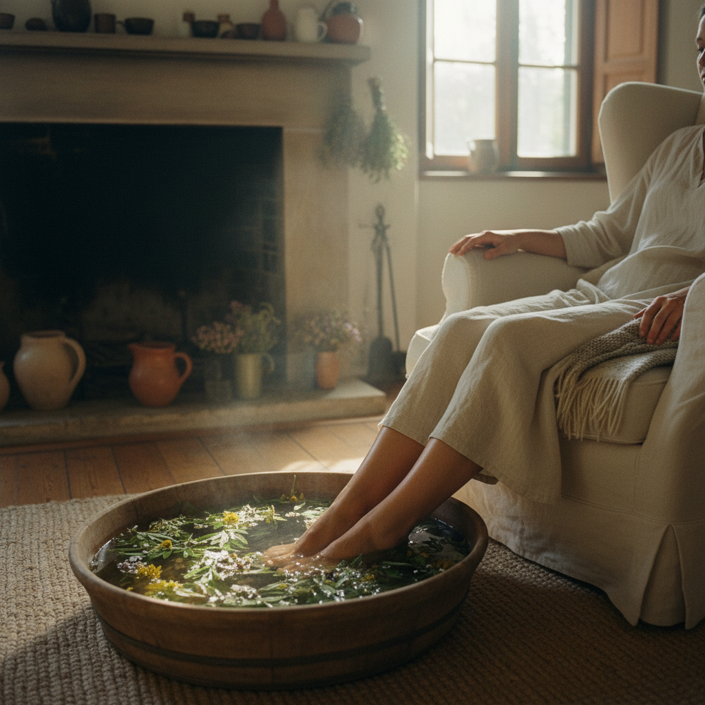 Foot Soaks with Mountain Herbs: Arnica, Sea Salt, and Tired Joint Relief
