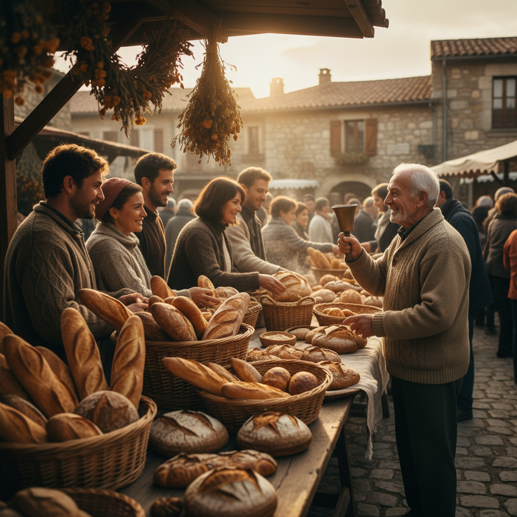The Village Baker's Morning Bell: Crusty Baguettes and Daily Good Mornings