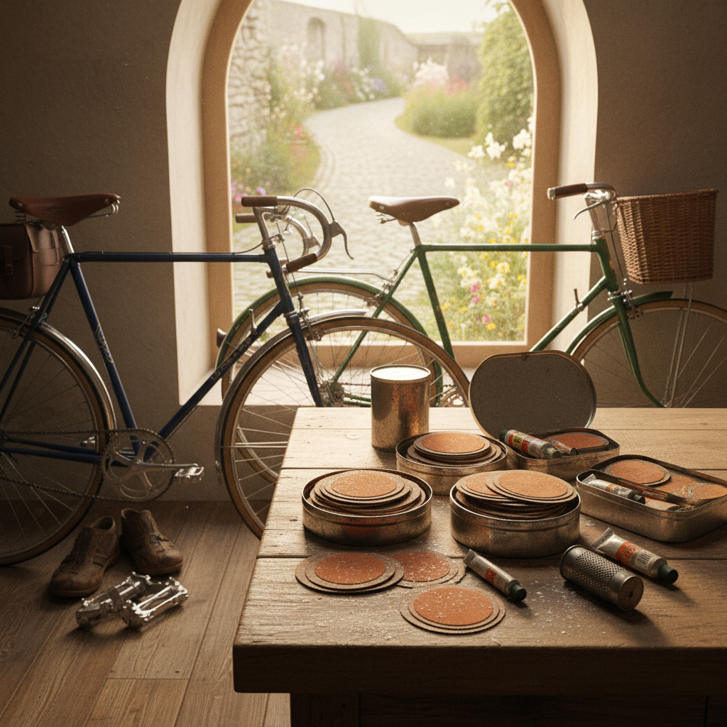 Puncture Repair Kits in Metal Tins: Rubber Patches and Chalk Dust Nostalgia