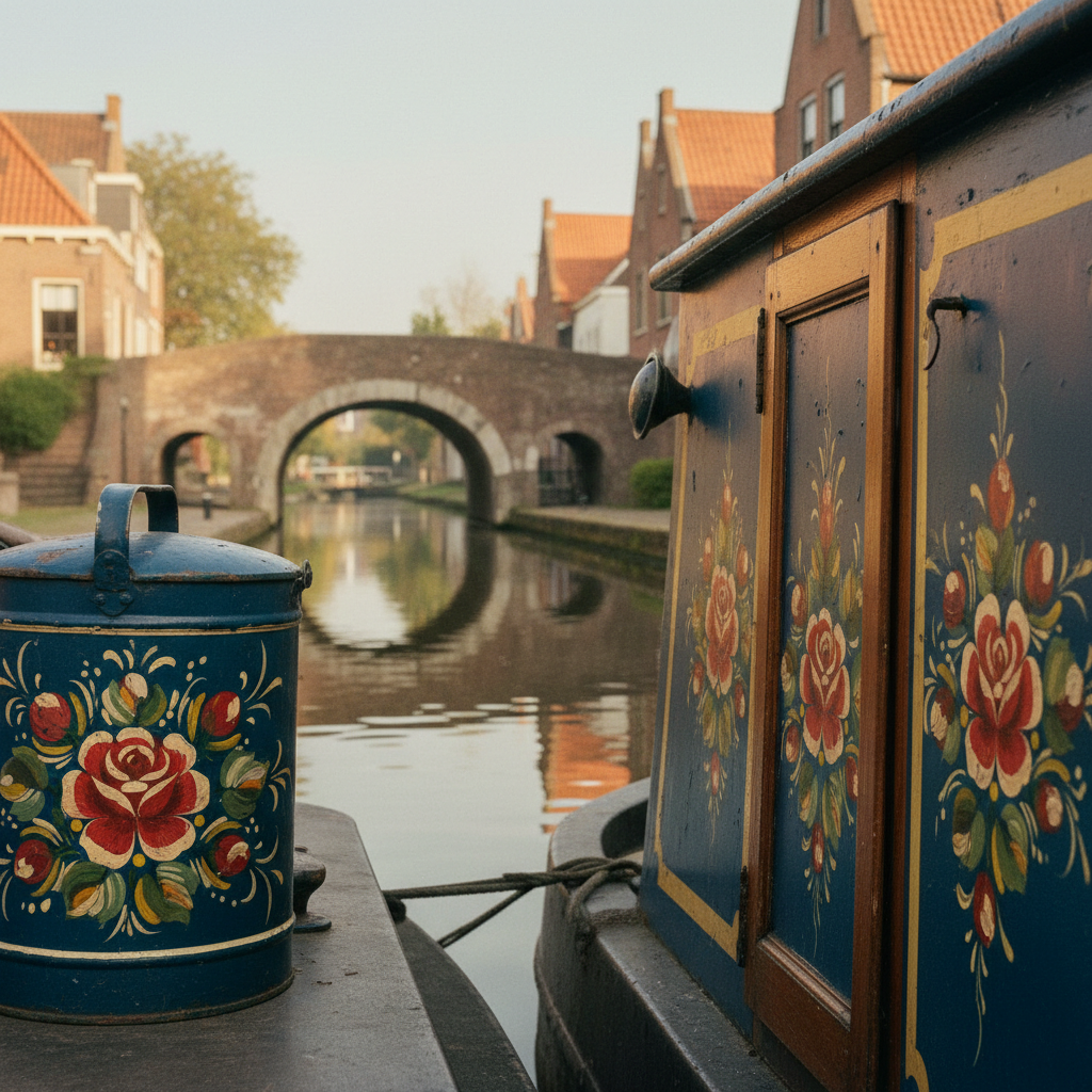 Canal Barge Painted Roses: Folk Art Traditions on Water Cans and Cabin Doors