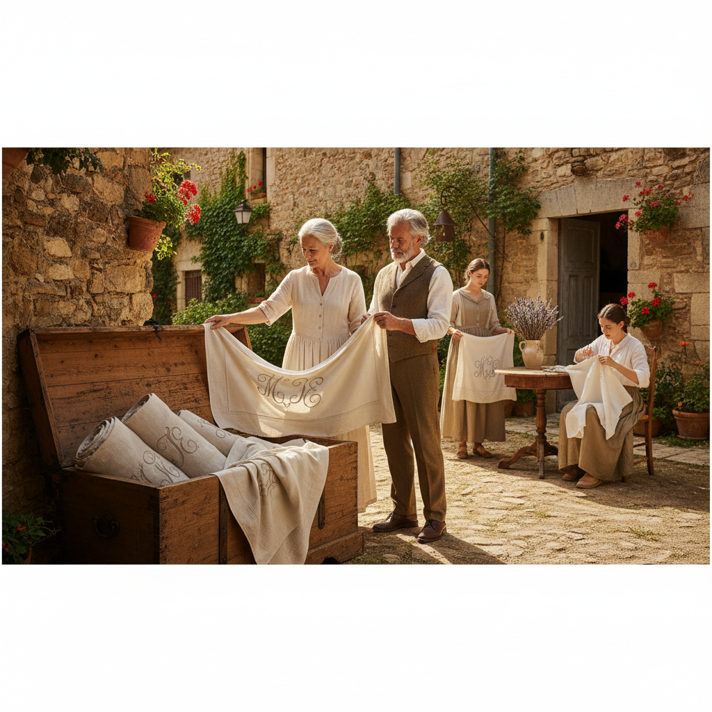 The Linen Chest Dowry: Hand-Embroidered Initials on Heavy Hemp Sheets — visual companion 3