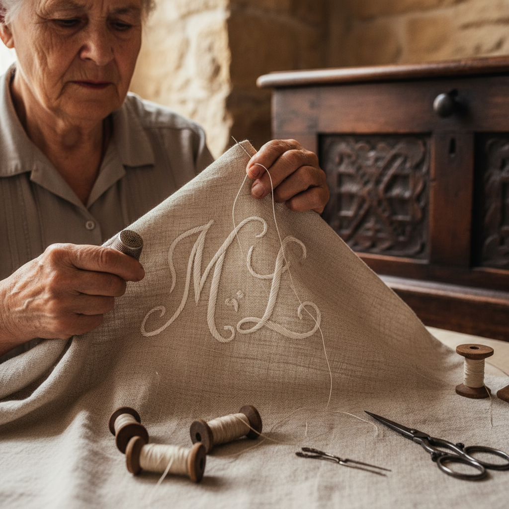 The Linen Chest Dowry: Hand-Embroidered Initials on Heavy Hemp Sheets — visual companion 2