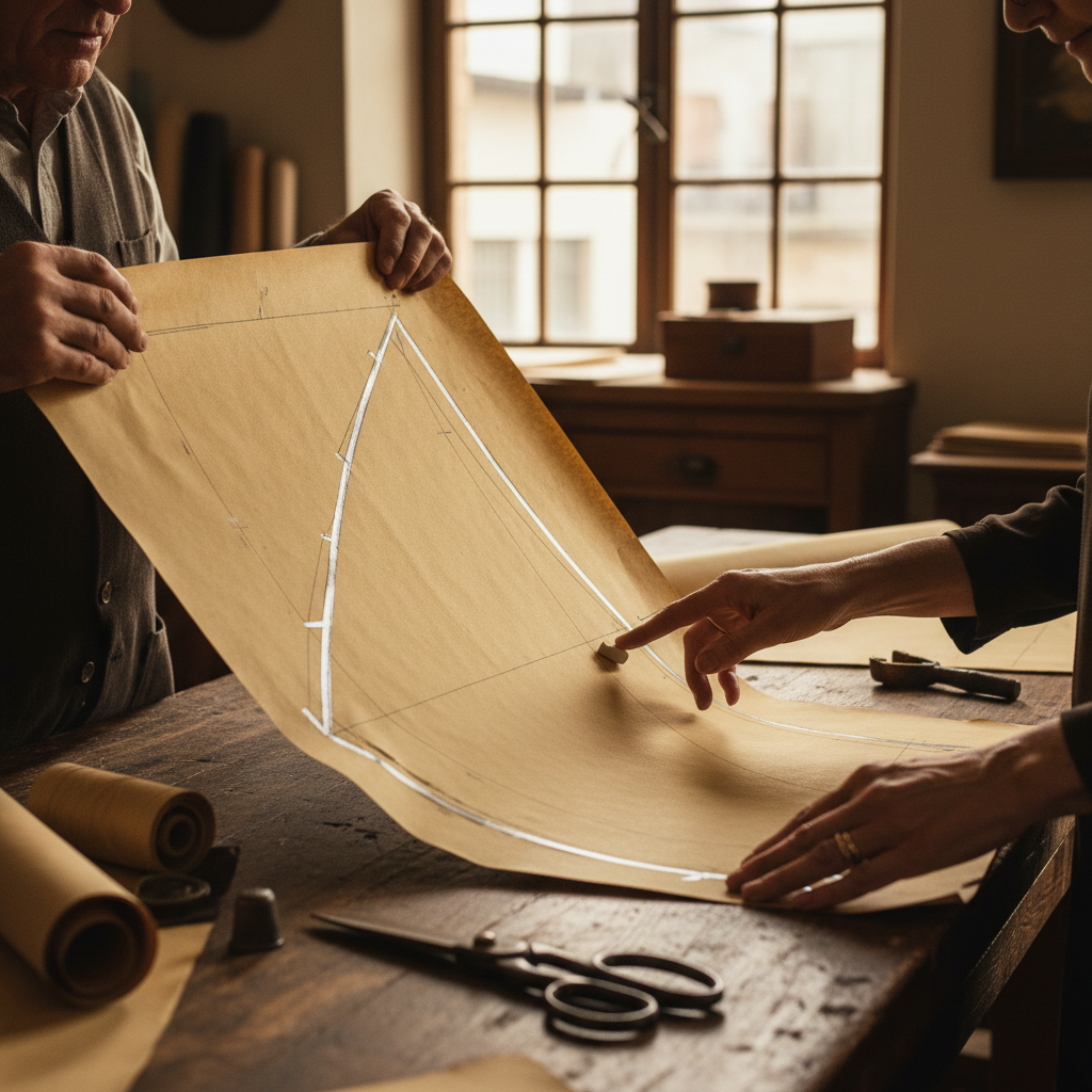 The Tailor's Chalk: Cutting Patterns Preserved in Yellowed Brown Paper — visual companion 2