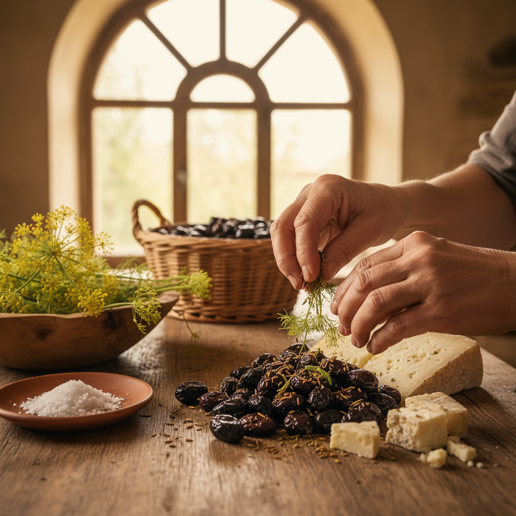 Wild Fennel Harvest: Seasoning Sun-Dried Olives and Cured Cheeses — visual companion 2