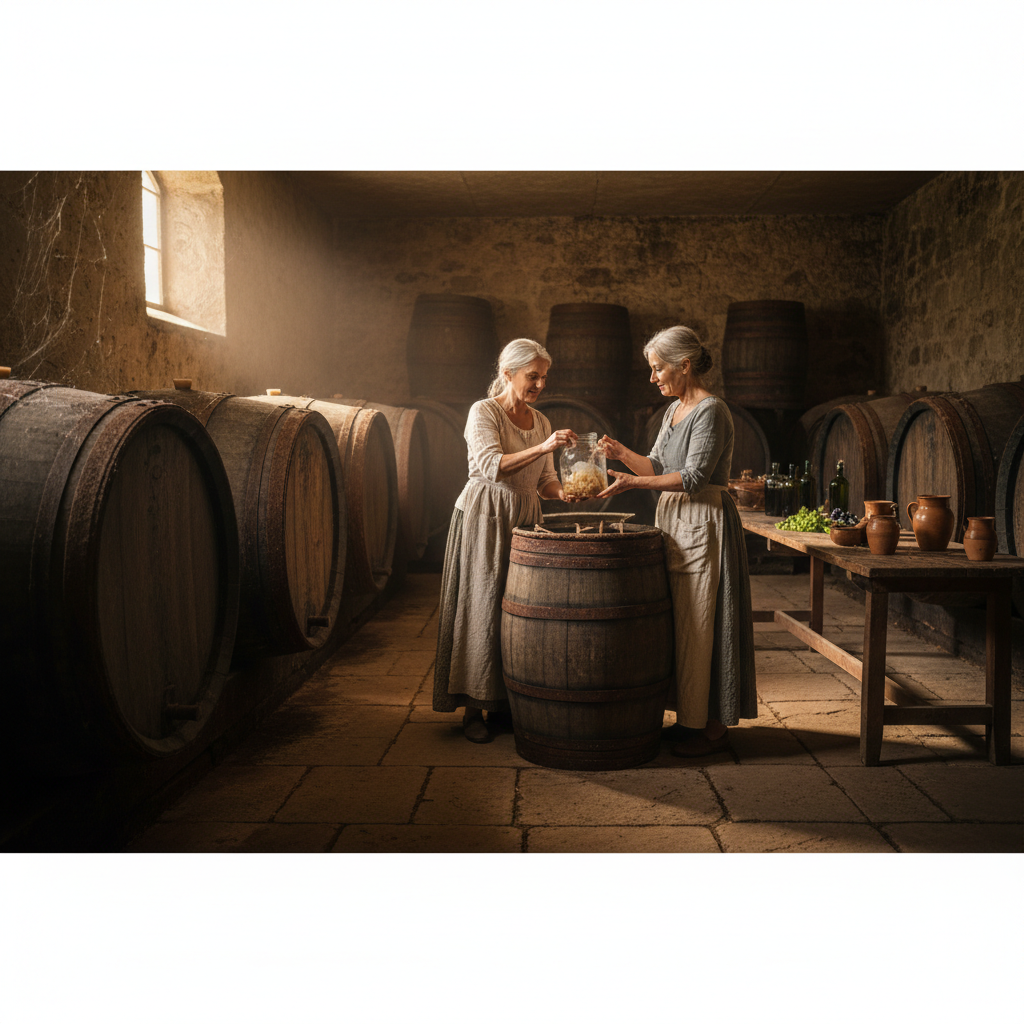 Vinegar Barrels in the Cellar: Mother-of-Vinegar Passed Between Sisters — visual companion 3