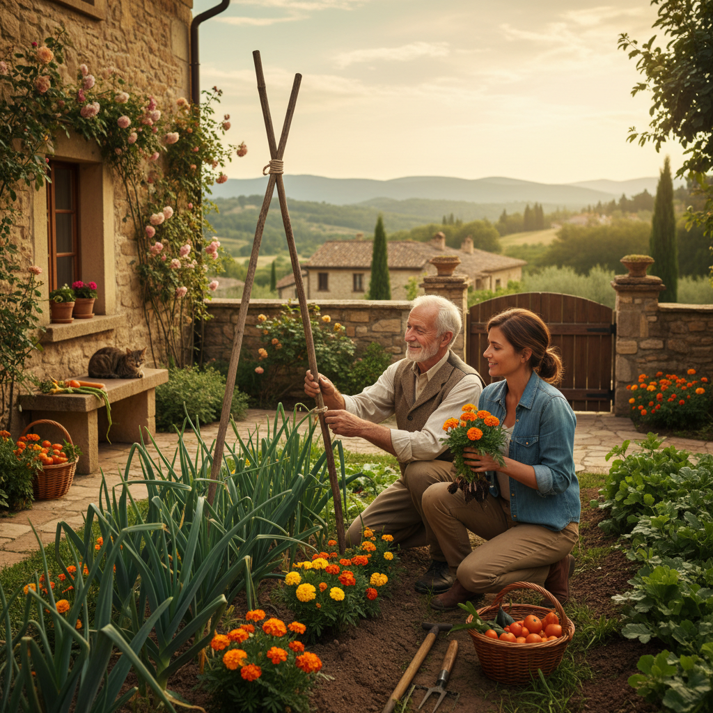 Companionship in the Vegetable Plot: Marigolds, Leeks, and Grandfather's Staking Knots — visual companion 3