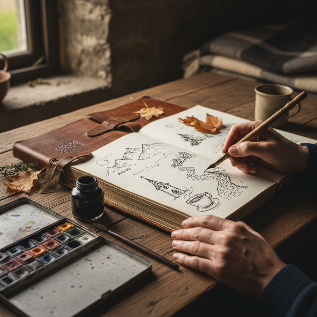 The Solitary Pilgrim's Journal: Keeping Daily Ink Sketches on Long Trails — visual companion 2