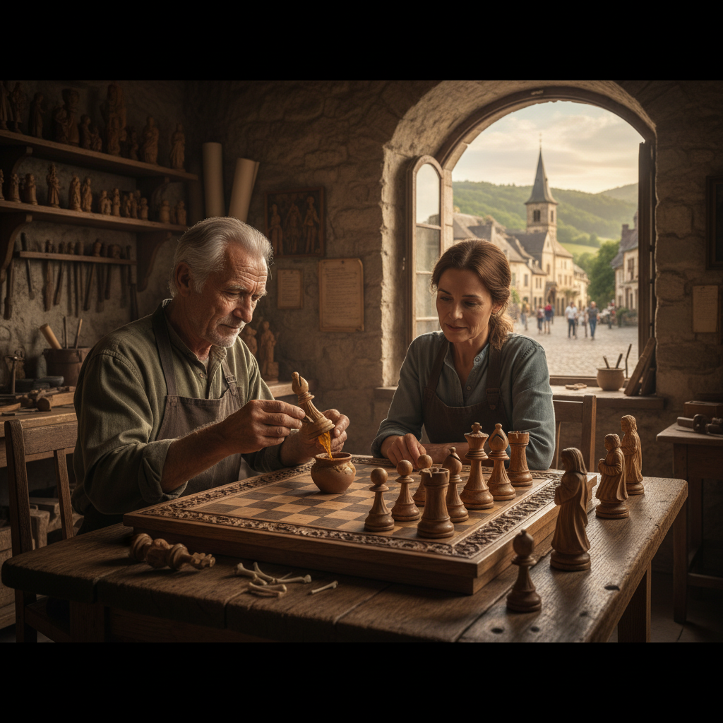 Carved Wooden Chess Sets: Kings Glued with Bone Glue and Handed Down — visual companion 3