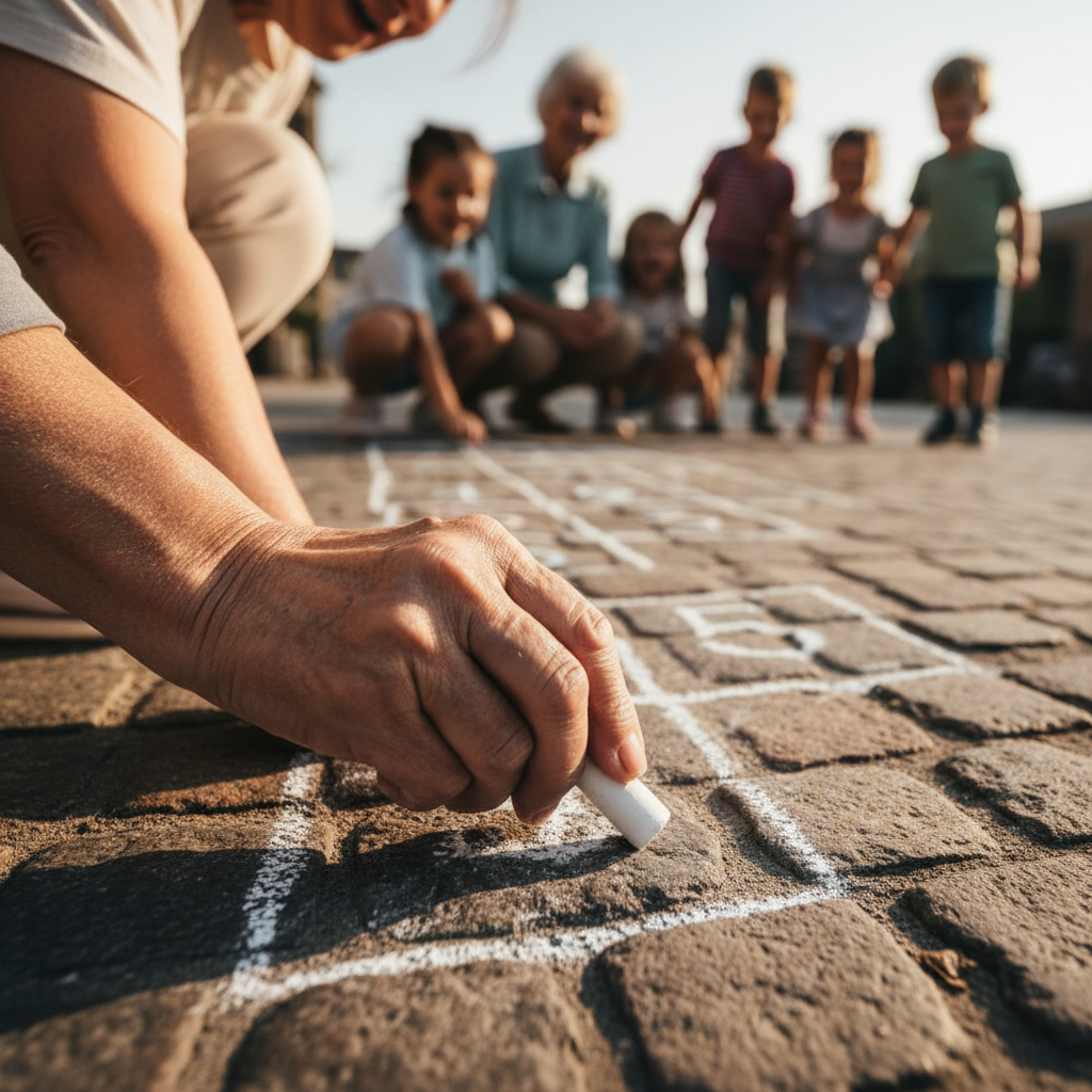 Hopscotch Chalk Grids: Pavement Games Shared Between Grandmothers and Children — visual companion 2