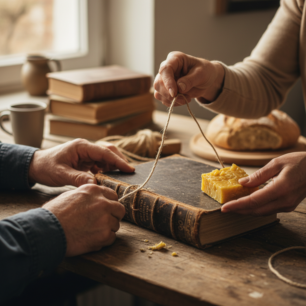 Bookbinding with Hemp Cord and Beeswax: Re-casing Grandfather's Encyclopedia — visual companion 2