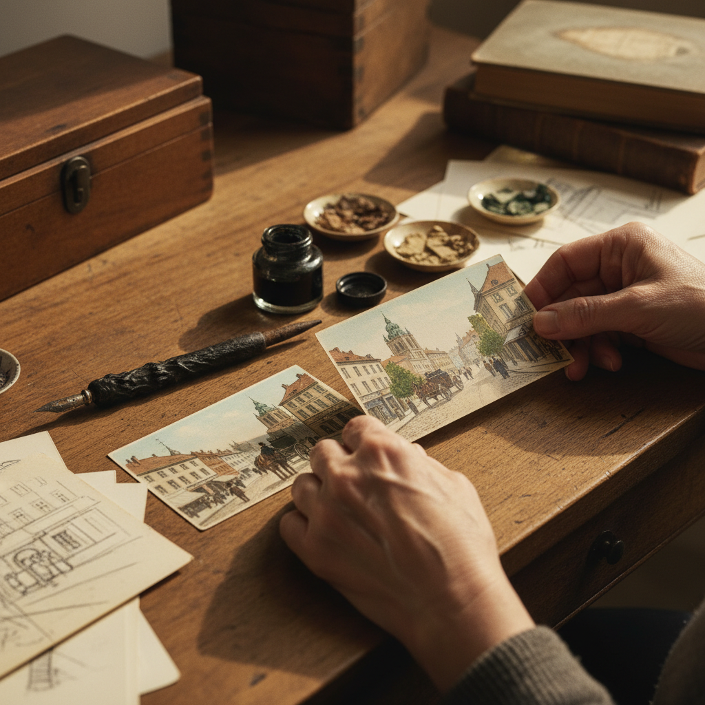 Calamus and Dip-Pen Postcards: Street Scenes Captured in 1910 Hand-Tinted Cards — visual companion 2