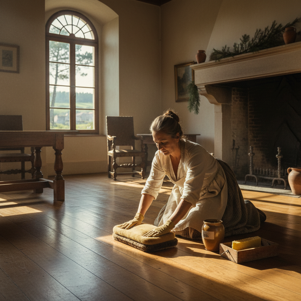 Beeswax Floor Polishing: Warm Scents of Pine and Wool Buffing Cloths — visual companion 3