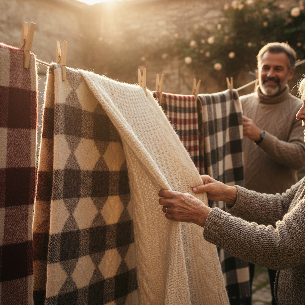 Airing Wool Blankets on the Line: Sunlight, Fresh Breeze, and Seasonal Care — visual companion 2