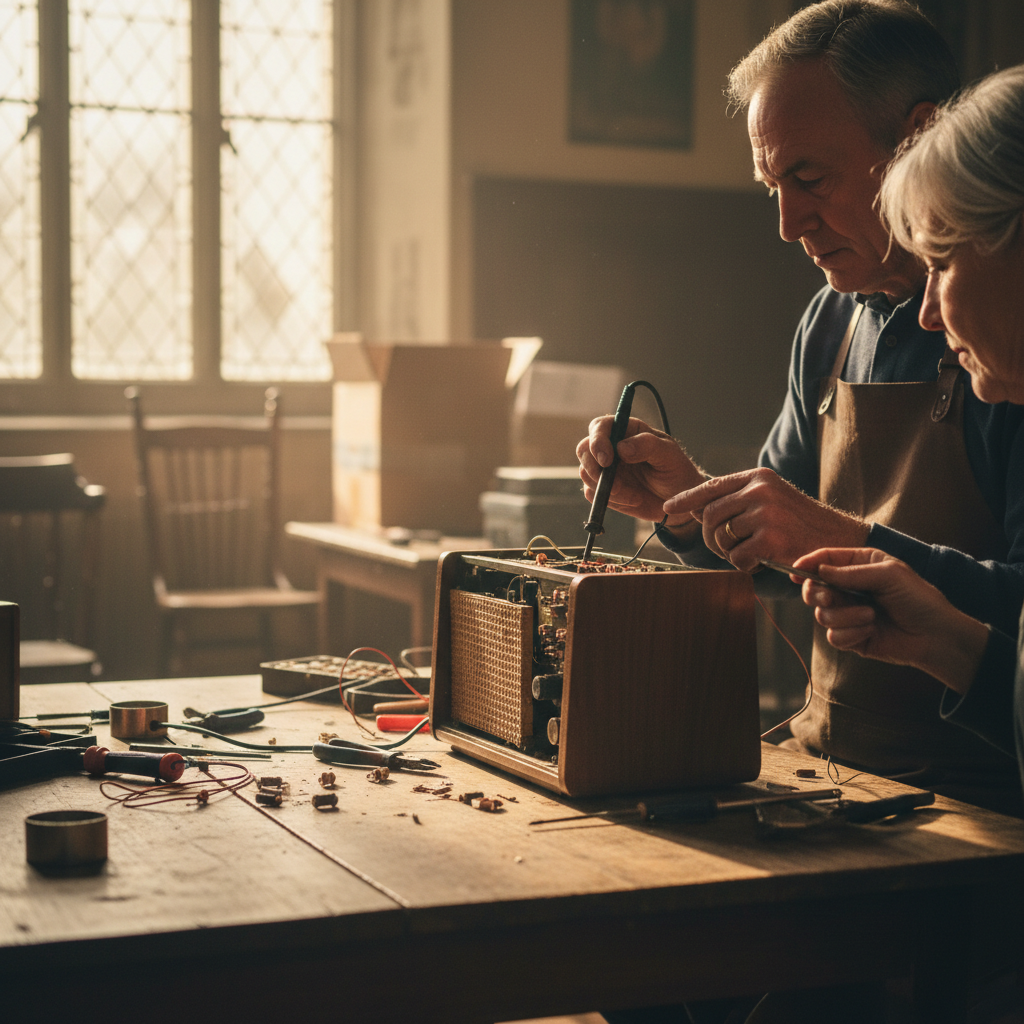 The Repair Café in the Parish Hall: Soldering Irons and Rescued Table Radios — visual companion 2