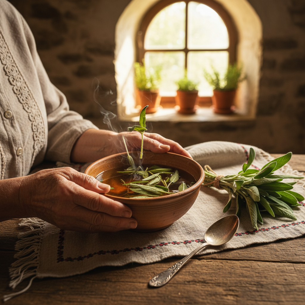 Sage Leaf Gargles for Throat Comfort: Traditional European Herb Recipes — visual companion 2