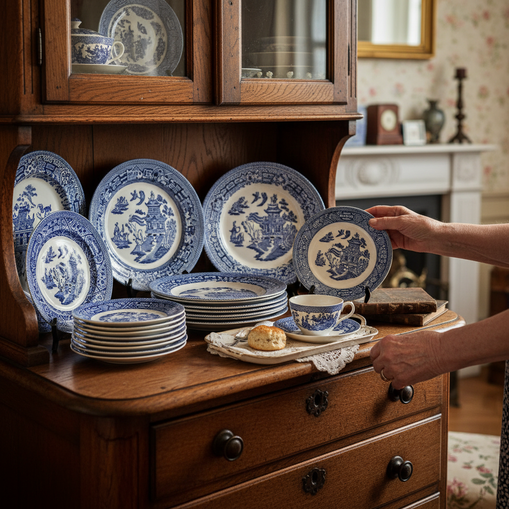 The Corner Dresser Displaying Blue Willow Plates: Inherited China Patterns — visual companion 2