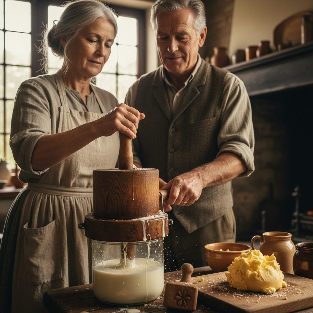 The Hand-Turned Butter Churn: Splashing Cream and Fresh Country Salted Butter — visual companion 2