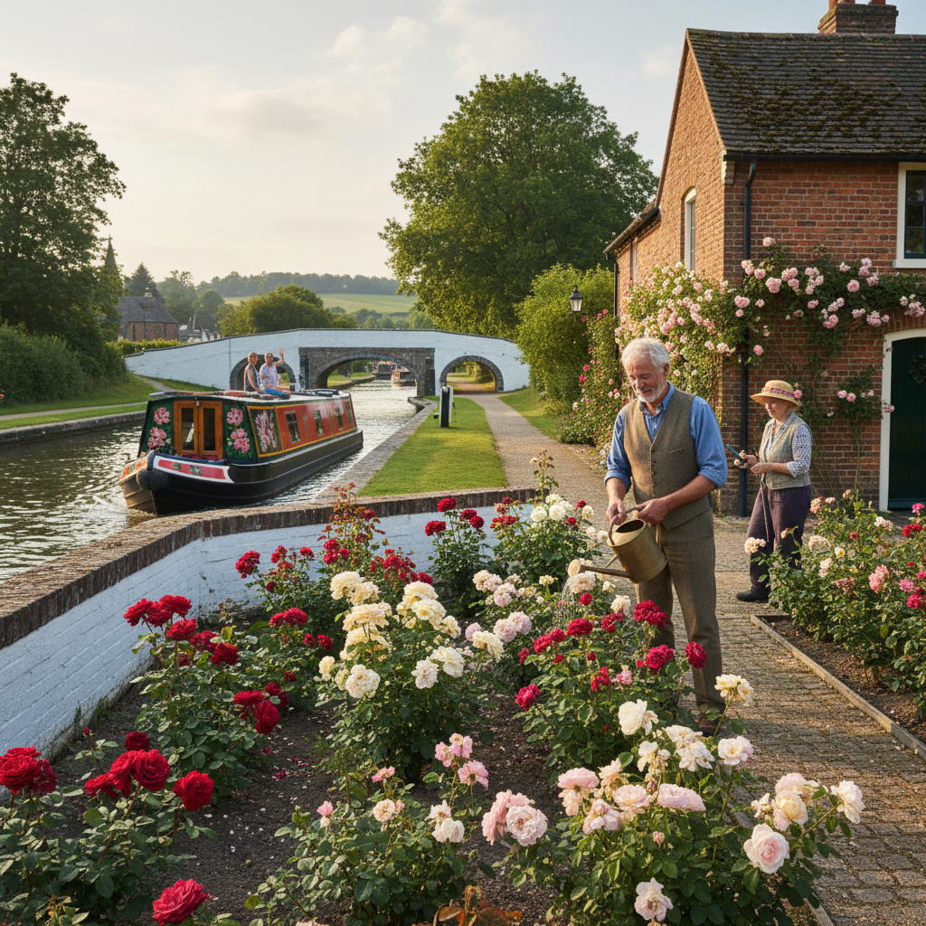 The Lockkeeper's Garden: Rose Bushes, Whitewashed Stones, and Passing Narrowboats — visual companion 3