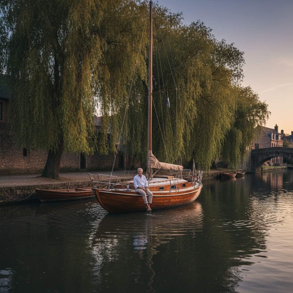 Mooring Under Weeping Willows: Gentle Lap of Water Against the Hull at Dusk — visual companion 3