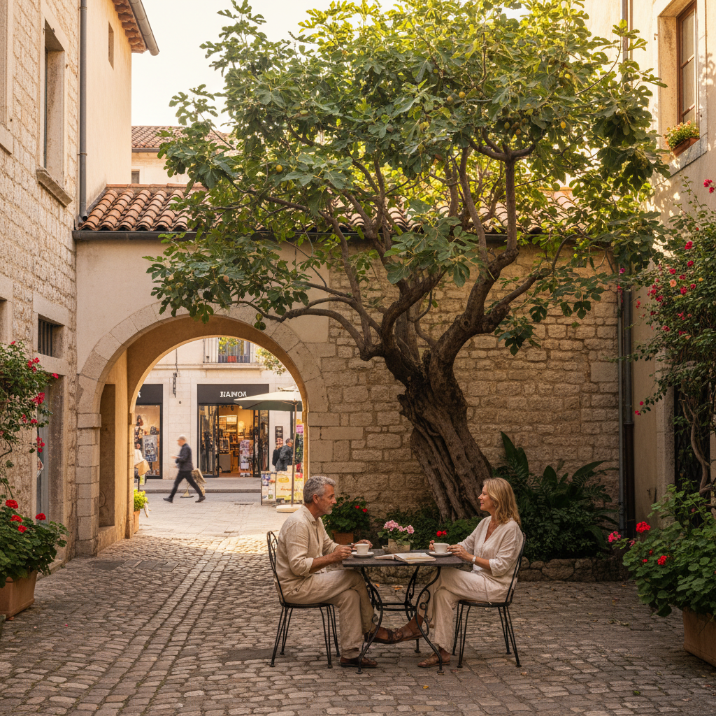 Cobblestone Courtyards with Fig Trees: Hidden Calm Behind Busy Shopping Streets — visual companion 3