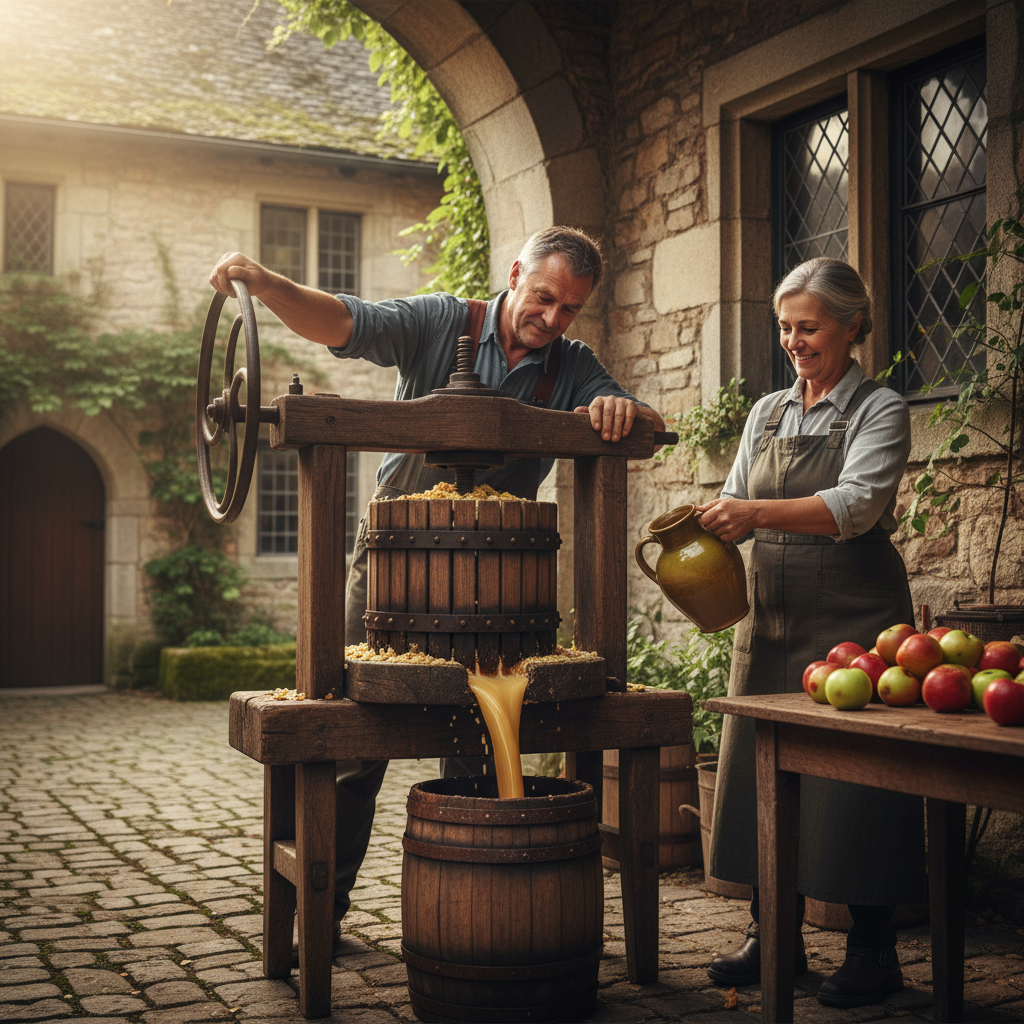 Pressing Fresh Apple Cider in the Courtyard: Sweet Flowing Juice from the Hand Press — visual companion 2