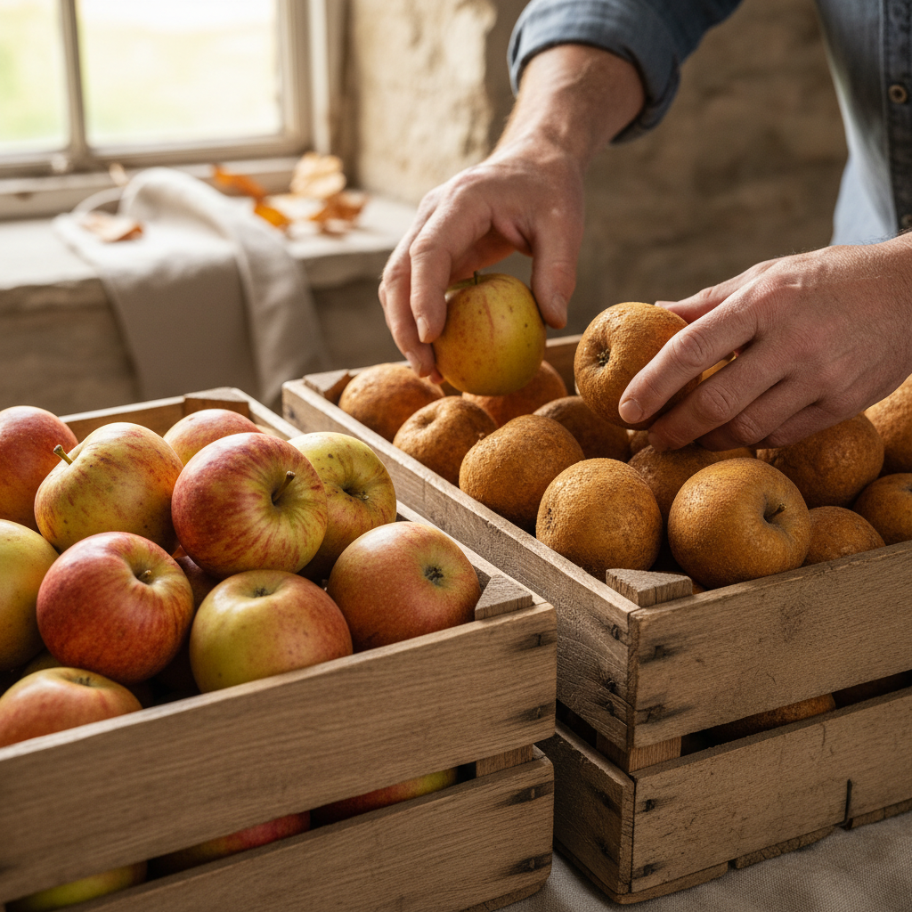 The October Apple Harvest: Wooden Crates of Cox's Pippins and Golden Russets — visual companion 2