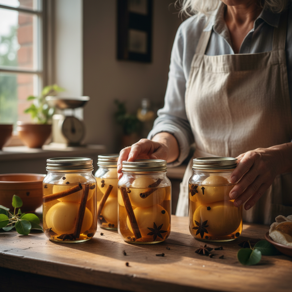 Preserving Pears in Spiced Syrups: Cinnamon Sticks, Cloves, and Mason Jars — visual companion 2