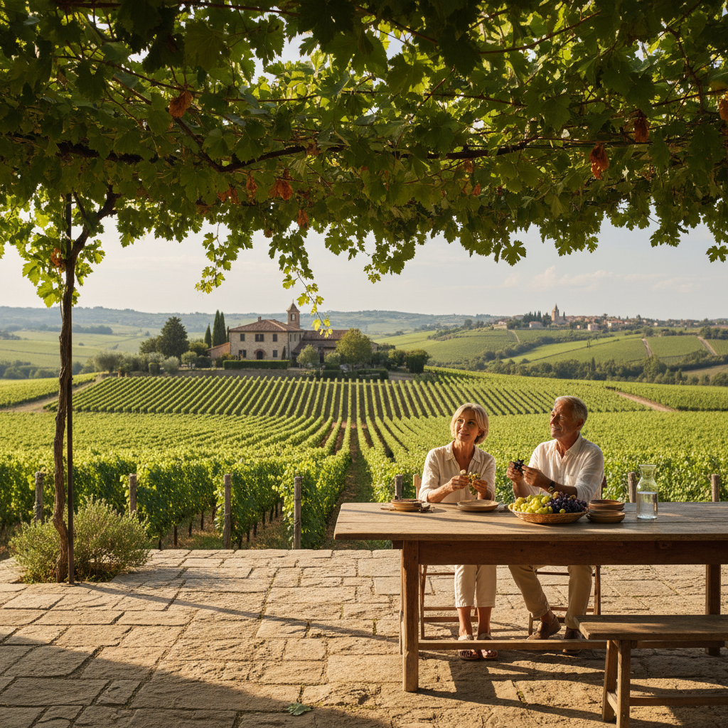 Pruning the Grapevine Canopy: Summer Shade Over the Stone Terrace — visual companion 3