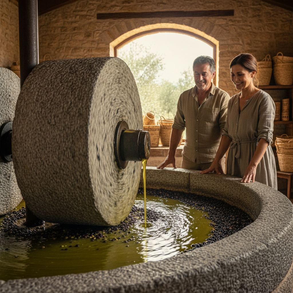 The Stone Olive Mill: Granite Rollers Crushing Autumn Olives to Cold Oil — visual companion 2