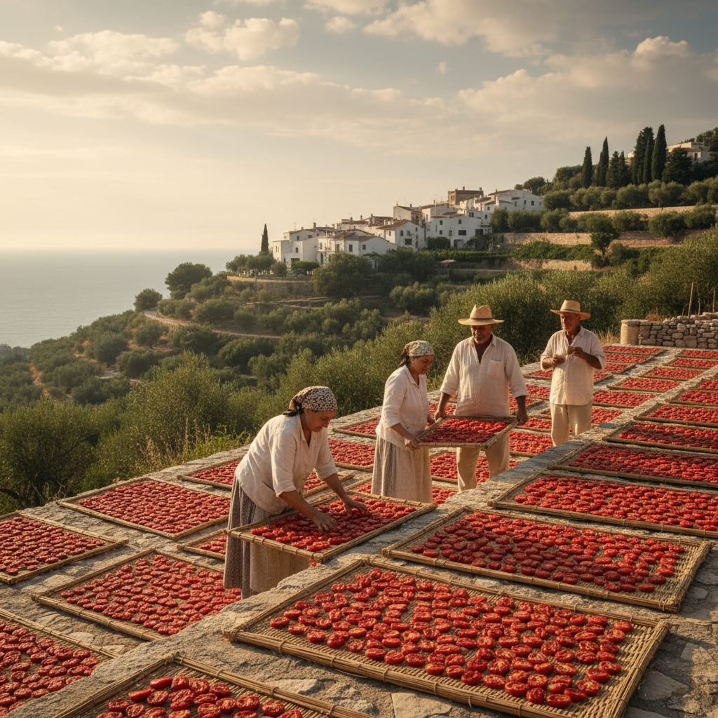 Sun-Drying Tomatoes on Reed Mats: Concentrating Mediterranean Summer Sunshine — visual companion 3