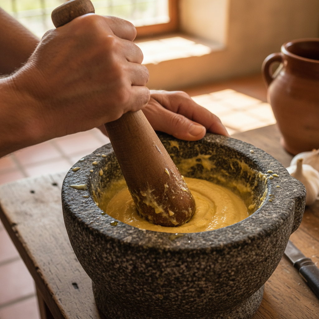 The Traditional Mortar for Aioli: Pestle Rhythms and Golden Emulsions — visual companion 2