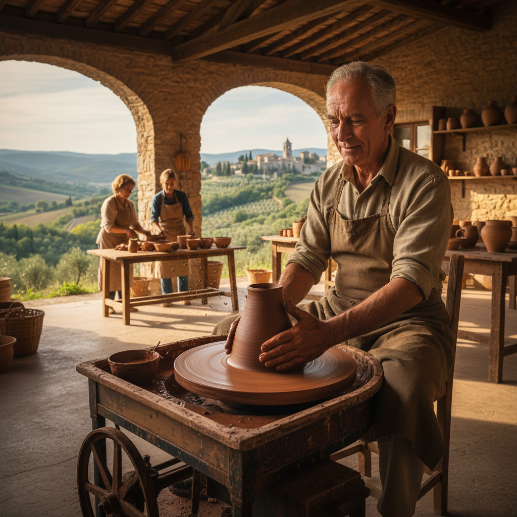 The Potter's Kick Wheel: Centering Red Terracotta Clay with Wet Palms — visual companion 3