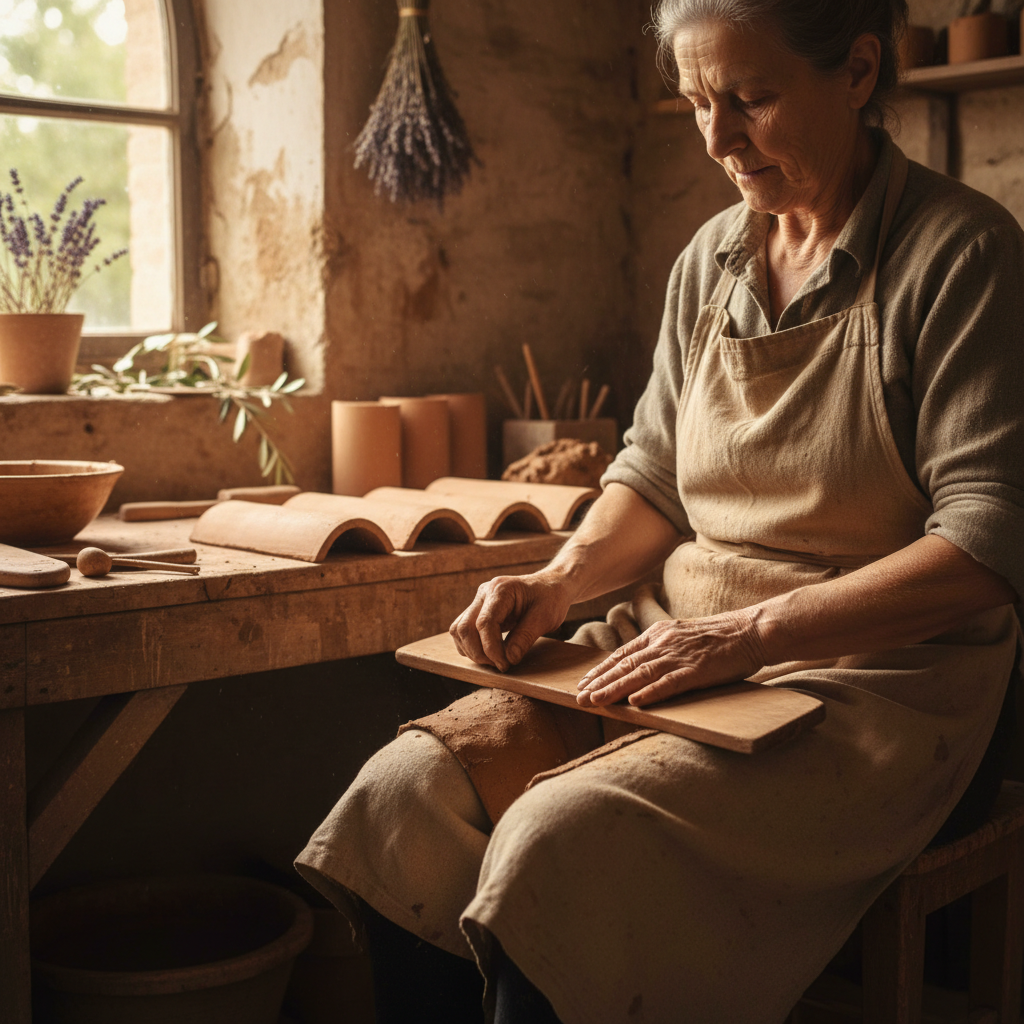Terracotta Roof Tile Making: Curved Over the Artisan's Thigh in Provençal Tradition — visual companion 2