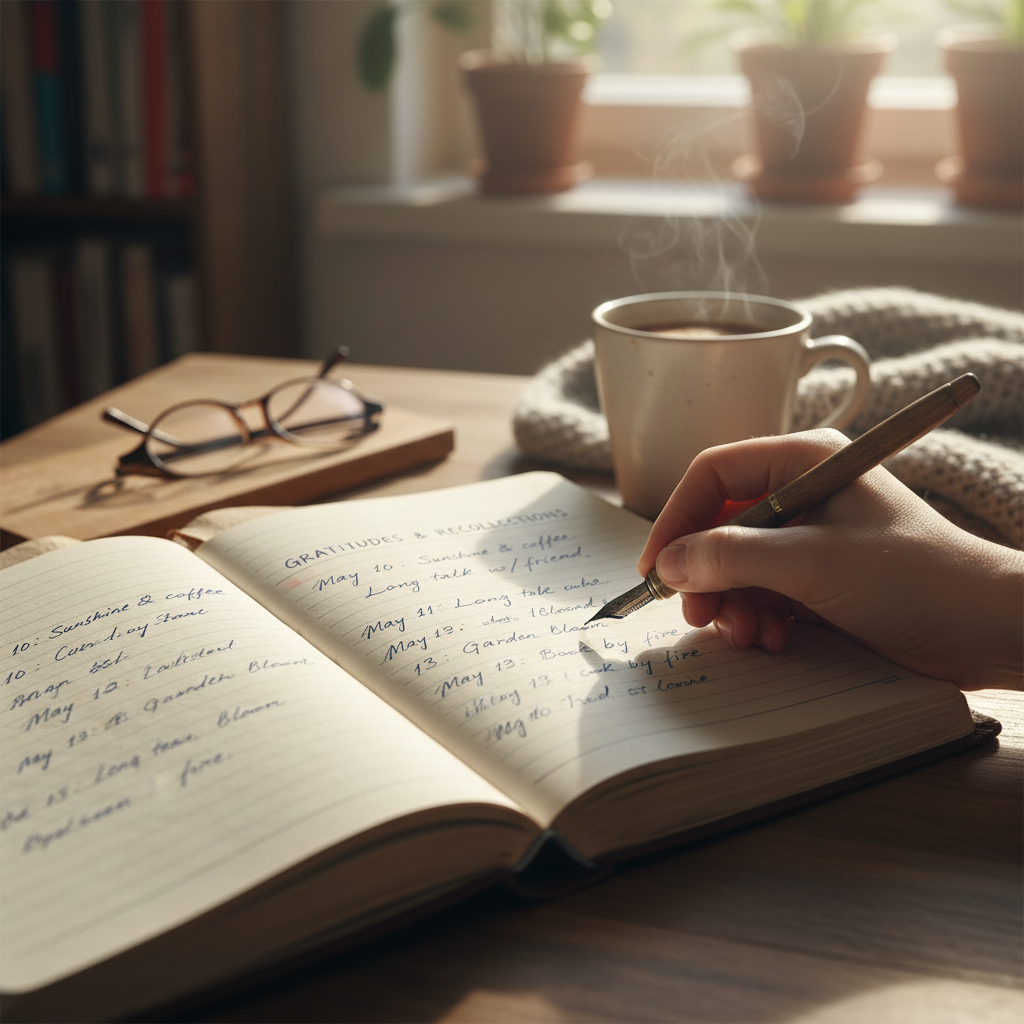 Diari de gratitud i records quotidians — Imatge editorial 2