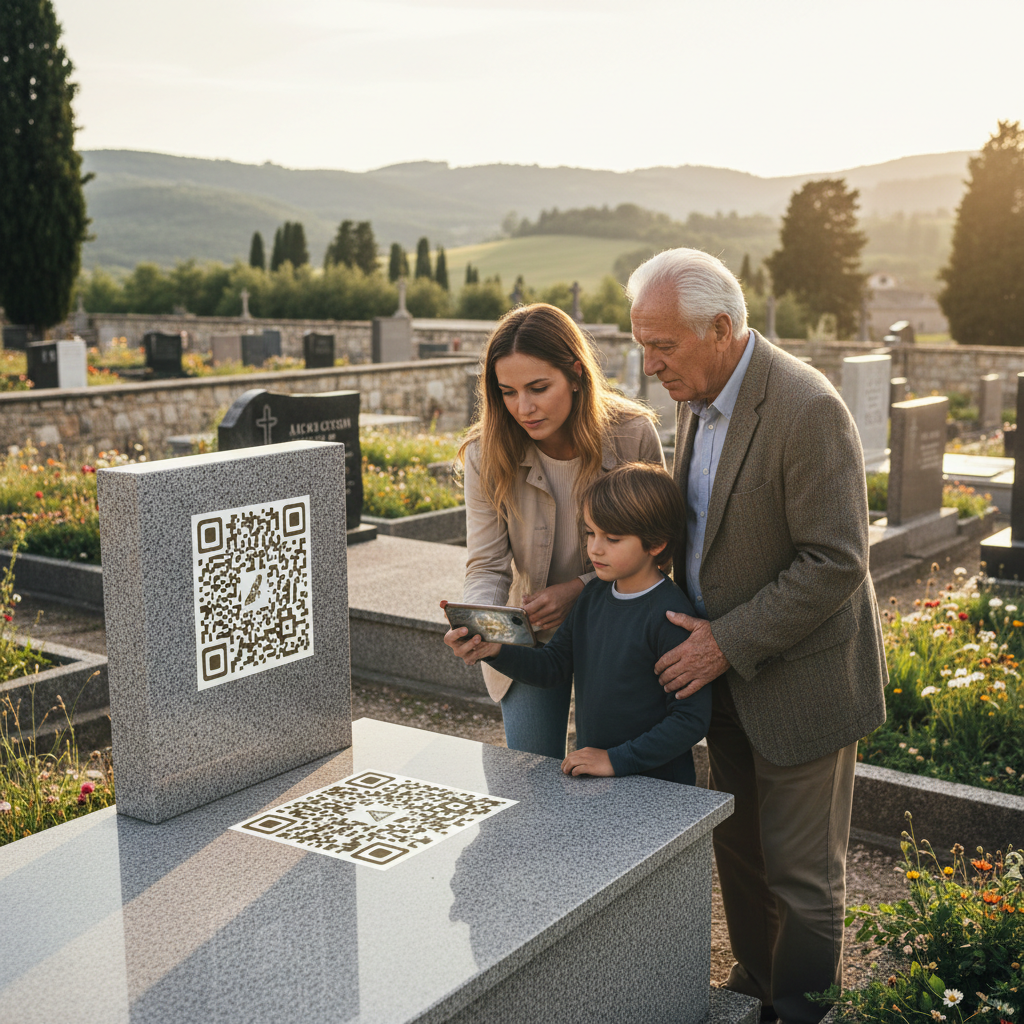 Làpides amb codis QR: acostar els memorials digitals al costat de la tomba — Imatge editorial 3