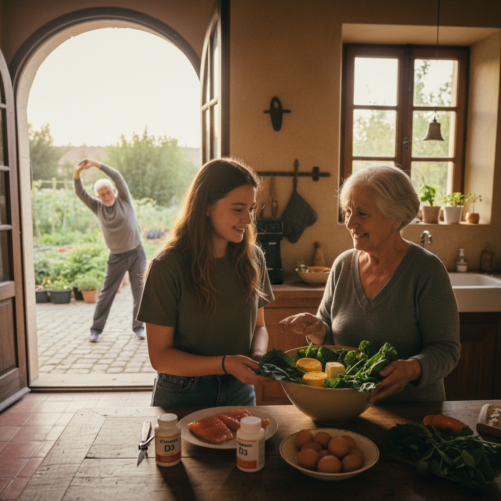 Sinergia de les vitamines D3 i K2: mantenir la densitat òssia i l’elasticitat cardiovascular en la vellesa — Imatge editorial 3