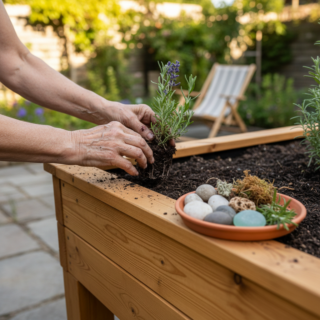 Terra e serenità: aiuole rialzate ergonomiche e giardinaggio sensoriale nella terza età — Immagine editoriale 2