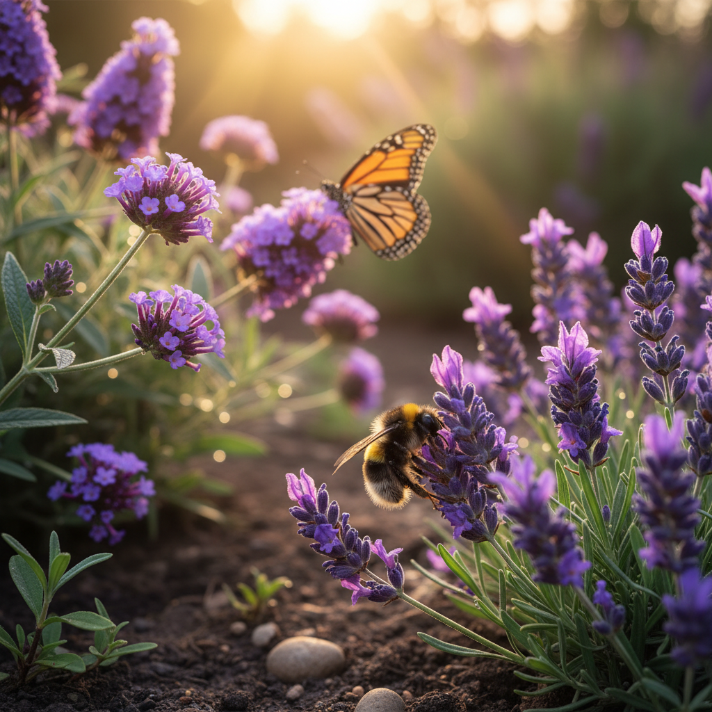Geflügelte Besucher: Lavendel, Schmetterlingsflieder und Eisenkraut für stille Beobachtungen pflanzen — Redaktionelles Bild 2