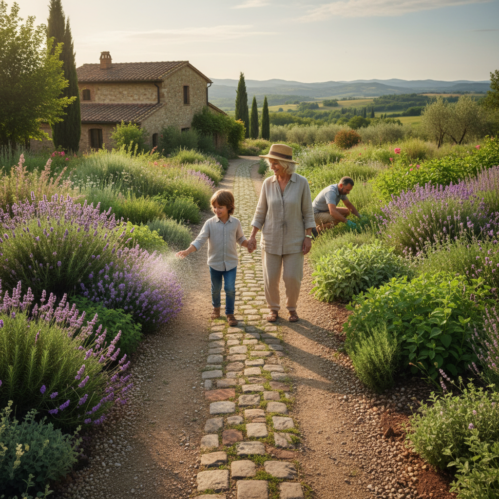 La vora perfumada: plantar herbes que freguem en passar pels camins del jardí — Imatge editorial 3