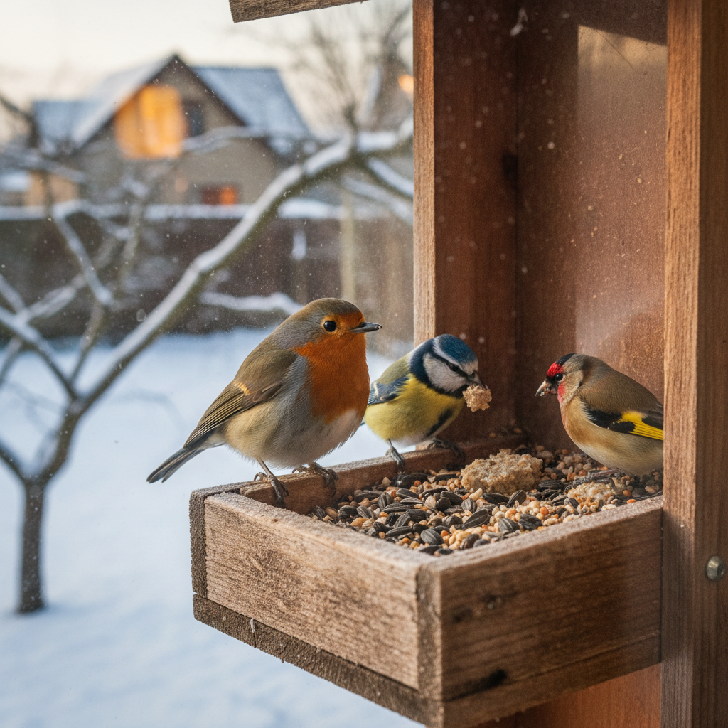 Die Winterfutterstelle: Rotkehlchen, Meisen und Finken ans Fenster locken — Redaktionelles Bild 2