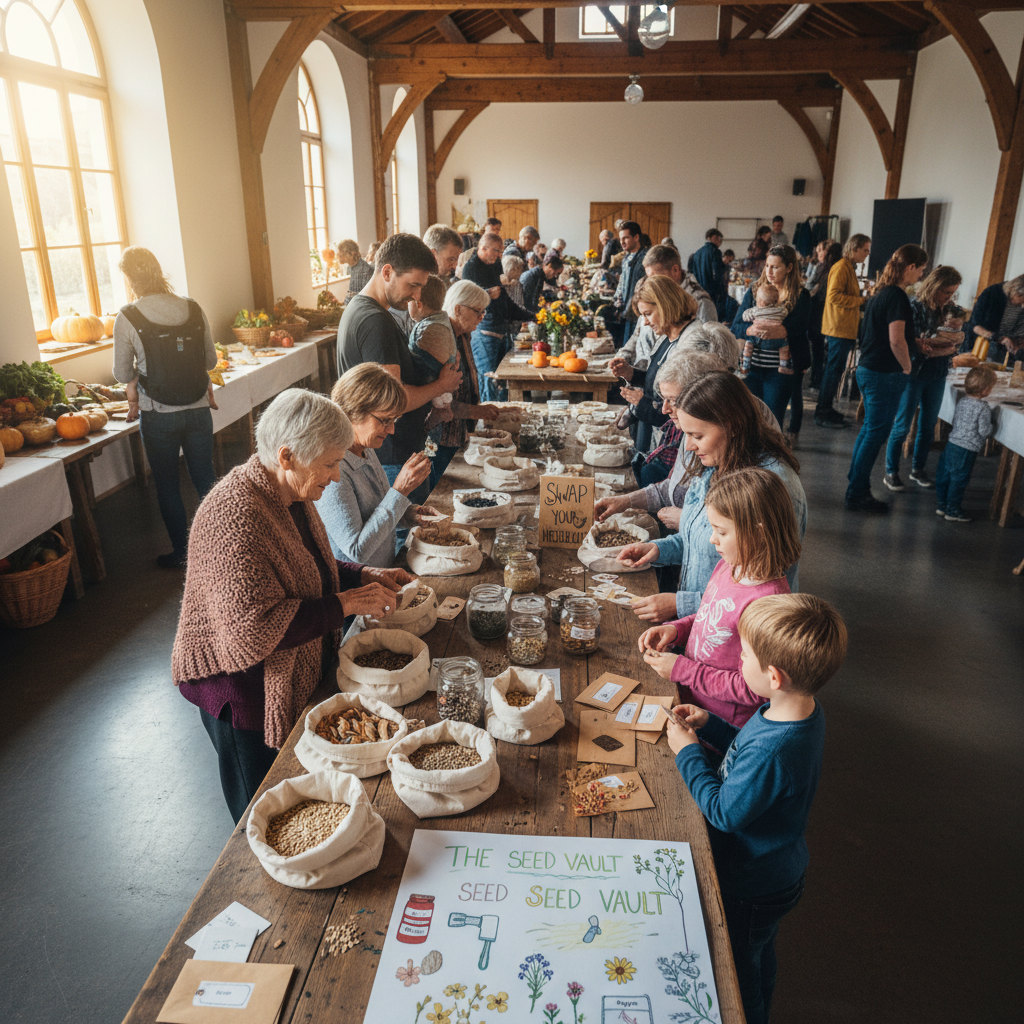 La volta de llavors: intercanvi de llavors familiars tradicionals al centre comunitari local — Imatge editorial 3