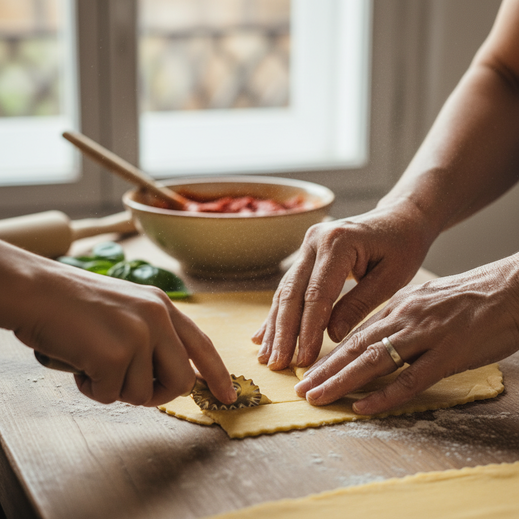 Oma’s geheimen: praktische pasta- en sausworkshops voor tieners — Redactionele afbeelding 2