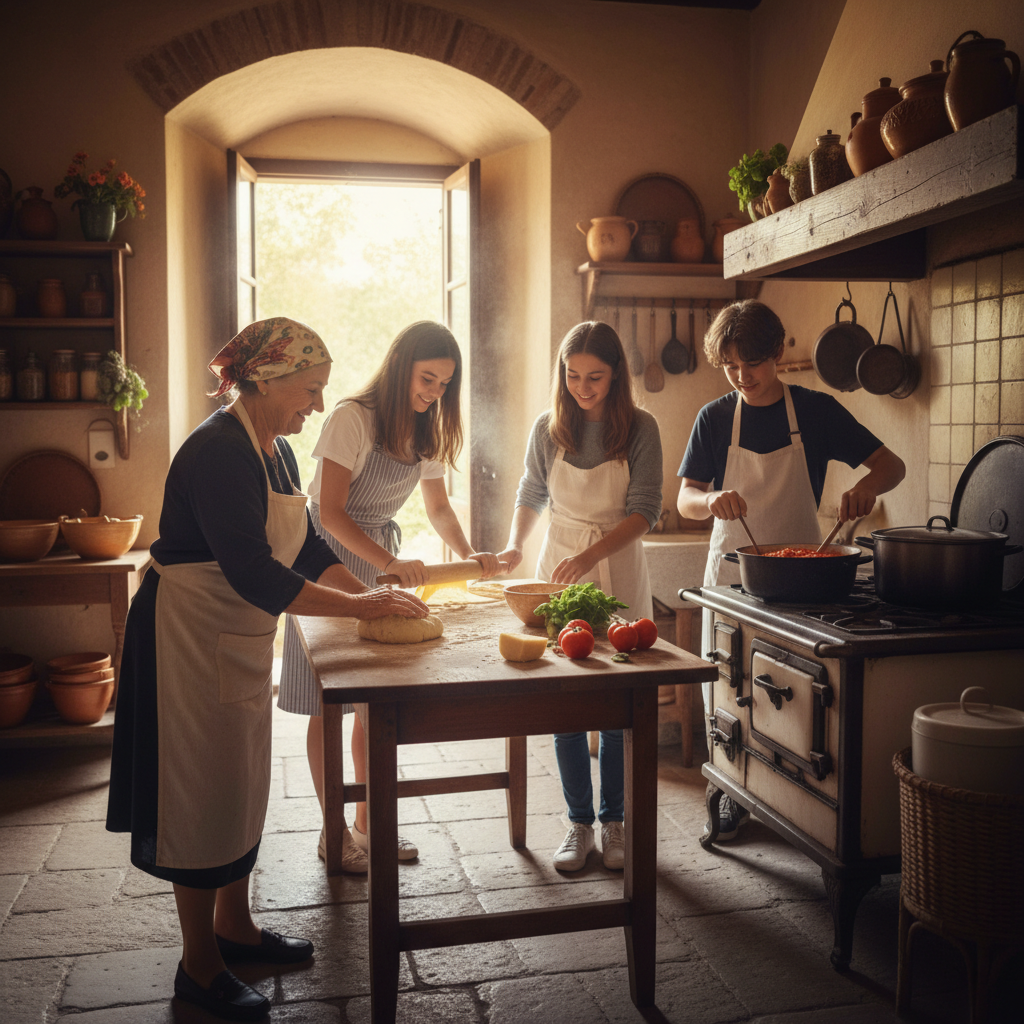 Oma’s geheimen: praktische pasta- en sausworkshops voor tieners — Redactionele afbeelding 3